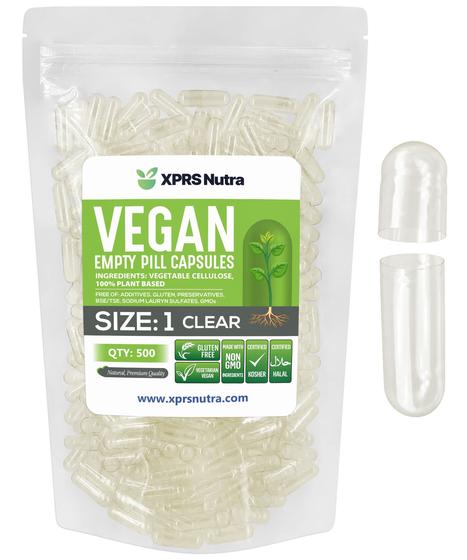 Imagem de Cápsulas vazias XPRS Nutra tamanho de 1 a 500 unidades Clear Vegan