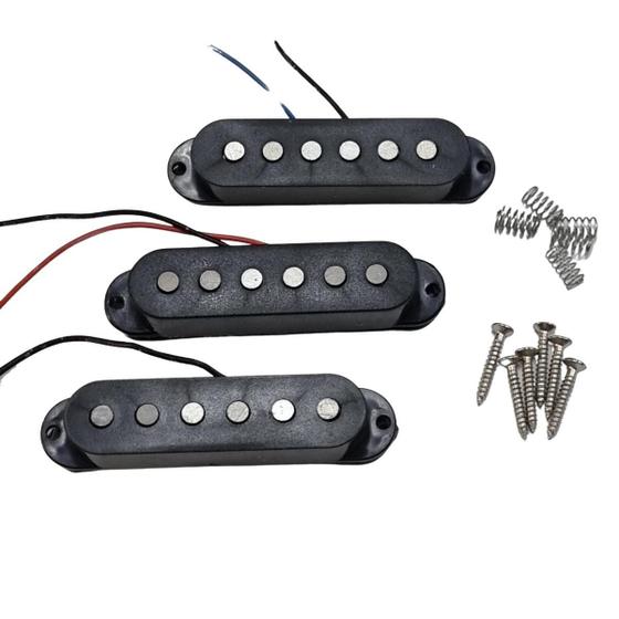 Imagem de Captador Guitarra Strato Alnico V Preto Kit 3 Hook