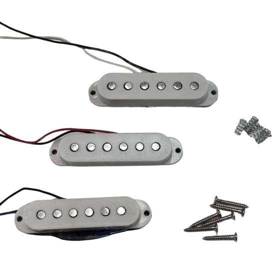Imagem de Captador Guitarra Strato Single Branco Kit 3 Hook