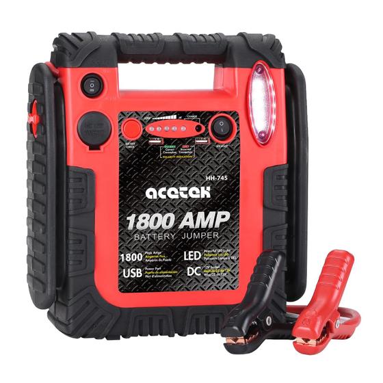 Imagem de Car Jump Starter Acetek 1800A 20000mAh 12V - com Luz LED e USB