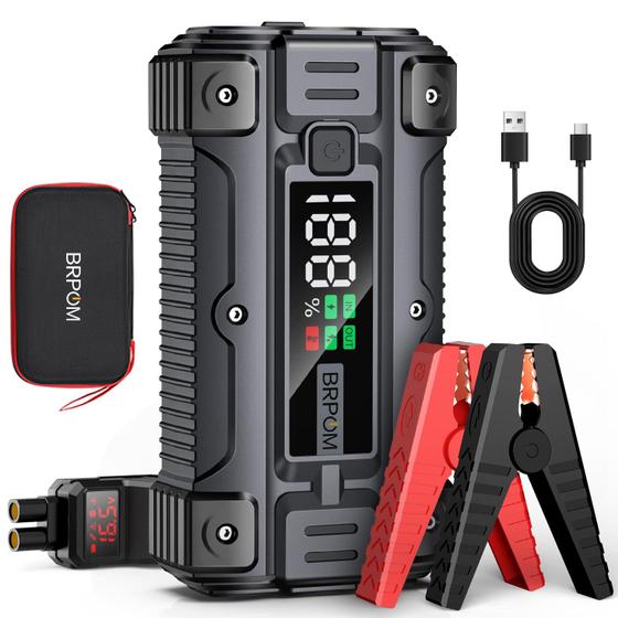 Imagem de Car Jump Starter BRPOM 6000A - 26800mAh - 12V - Carregador de Bateria Portátil