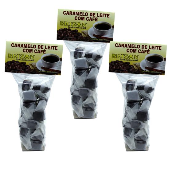 Imagem de CARAMELO DE LEITE COM CAFÉ COM AÇÚCAR 100g BALAS BRIZON 3 un