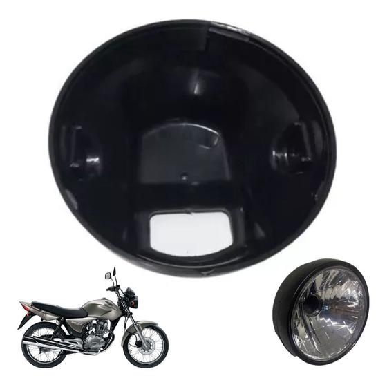 Imagem de Carcaça Farol Moto Cg 150 Titan 2004 A 2008 Fan 2000 A 2013 Preto Fosco