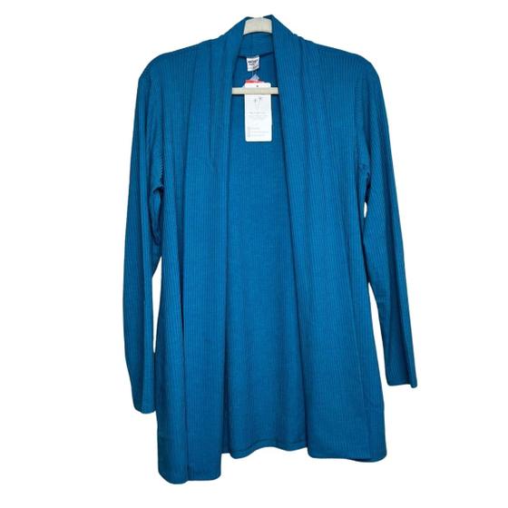 Imagem de Cardigan Azul Canelado Feminino Viscose Tamanho M