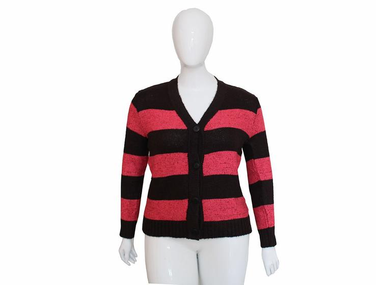 Imagem de Cardigan Blusa Senhora Casaco Aberto Com Botões Lã Grossa Rosa