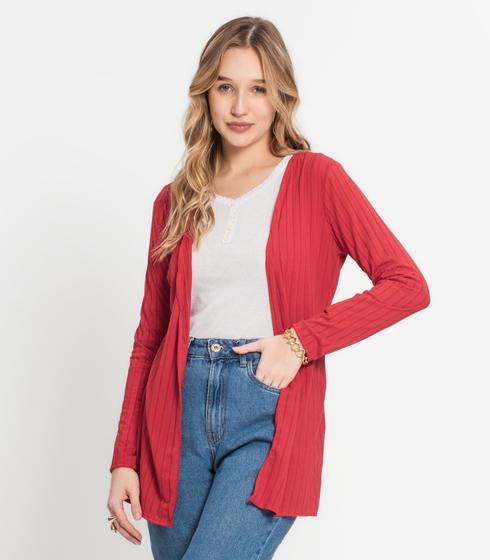 Imagem de Cardigan Feminino Canelado Infinita Cor Vermelho