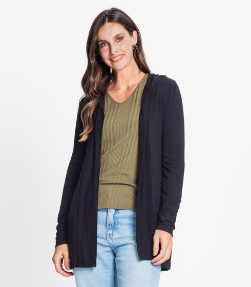 Imagem de Cardigan Feminino Com Capuz Rovitex Preto