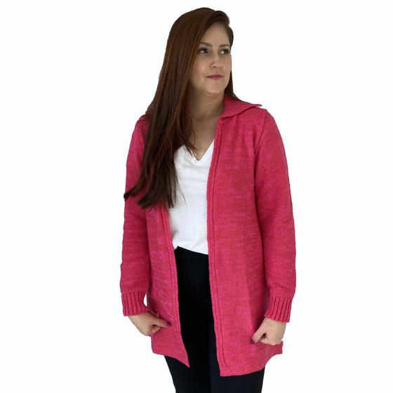 Imagem de Cardigan Gola Elegante Barbie Longo Blusa Aberta Feminina