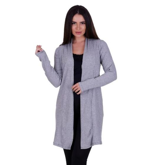 Imagem de Cardigan Manga Longa Tecido Canelado Casaco Kimono de Inverno Feminino - CARDIGAN FABIANE