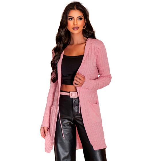 Imagem de Cardigan Modal Trico Blazer Casaco Blusa Feminina Com Manga Parka Confortavel Kimono Sueter Blogueira Inverno Estiloso