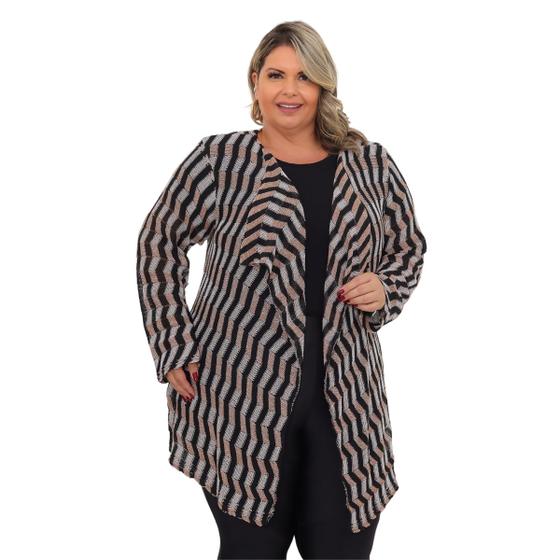Beautybatik Cardigã Quimono Feminino - Estampa Listrada E Franjas