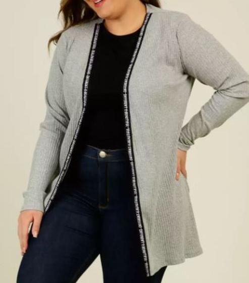 Imagem de Cardigan Plus Size Feminino Canelado - Lecimar