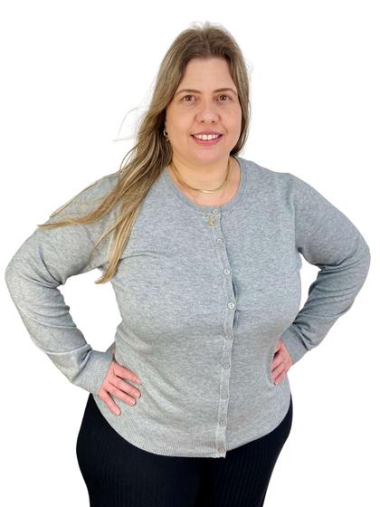 Imagem de Cardigan Plus Size Tricot Aberto com Botões 658060