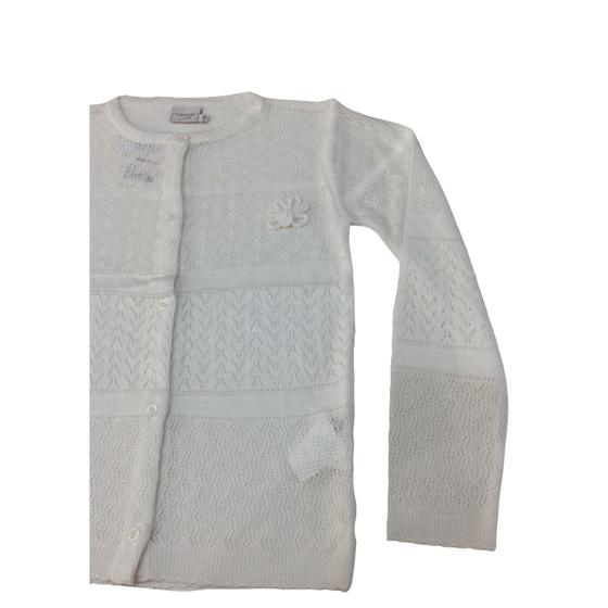 Imagem de Cardigan Tricot Feminino Infantil Noruega Bege/ Branco