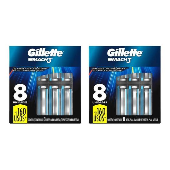 Imagem de Carga Barbeador Mach3 Tradicional Com 8Un - Kit Com 2Un