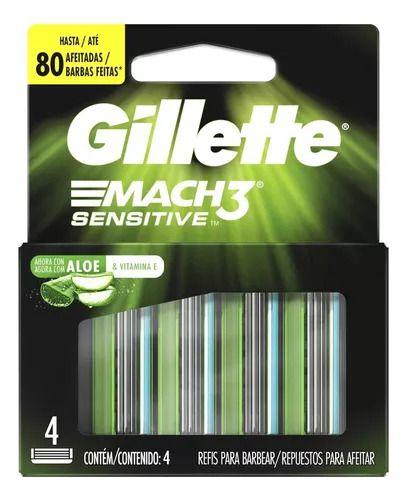 Imagem de Carga De Aparelho Barbear Gillette Mach3 Sensitive - 4 Un