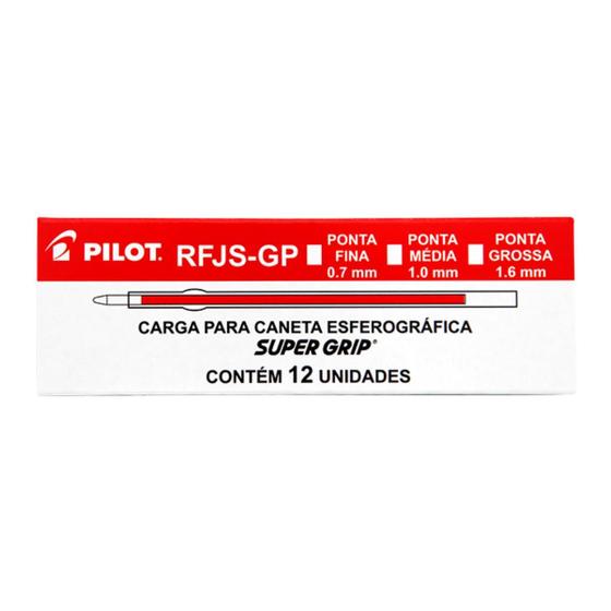 Imagem de Carga de caneta pilot rfjs-gp-m-1.0 vermelha - cx c/ 12