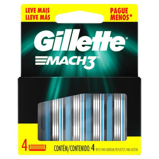 Carga Gillette Mach3 4 Unidades Menor preço em Carga Gillette Mach3 4 Unidades