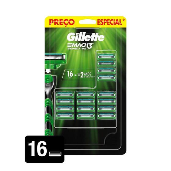 Imagem de Carga Gillette Mach3 Sensitive com 16 unidades