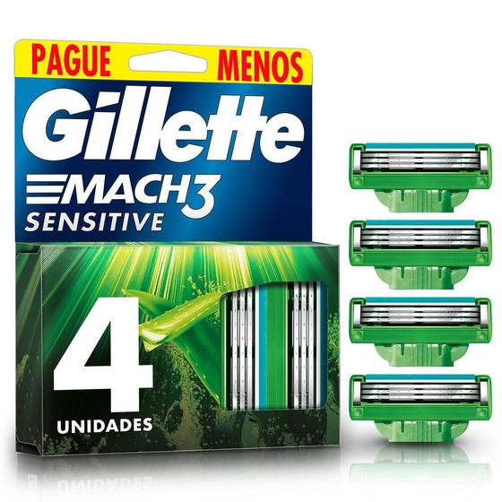 Carga Gillette Mach3 Sensitive Leve 4 Pague 3 Menor preço em Carga Gillette Mach3 Sensitive Leve 4 Pague 3