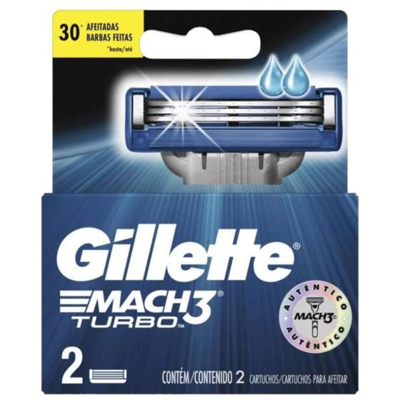 Carga Gillette Mach3 Turbo com 2 Cartuchos Menor preço em Carga Gillette Mach3 Turbo com 2 Cartuchos