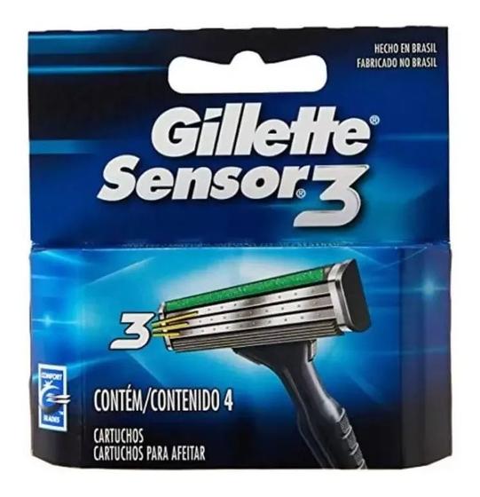 Carga Gillette Sensor 3 Com 4 Unidades Menor preço em Carga Gillette Sensor 3 Com 4 Unidades