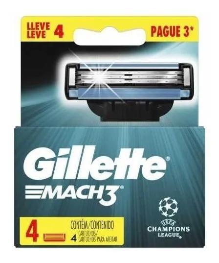 Imagem de Carga Lâmina De Barbear Gillette Mach3 Regular 4 Cartuchos