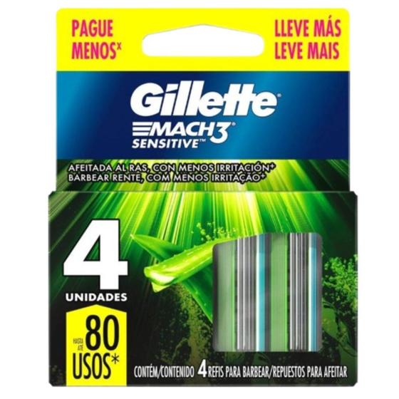 Imagem de Carga Para Aparelho Barbear Mach3 Sensitive 4 Un - Gillette