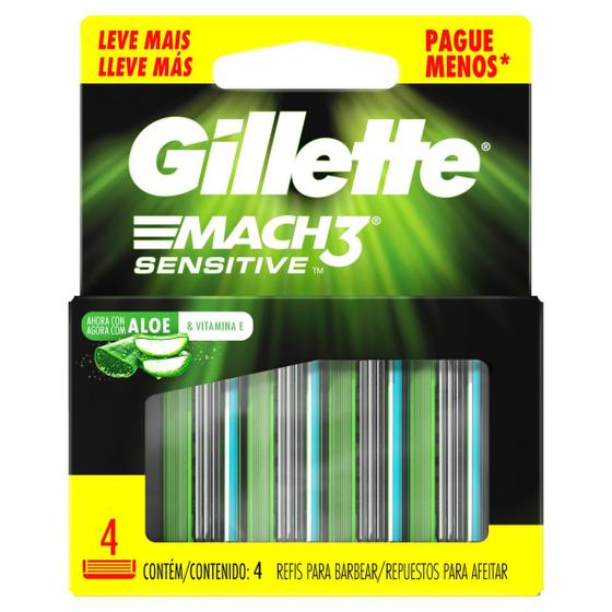 Imagem de Carga para Aparelho de Barbear Gillette Mach3 Sensitive 4 Unidades