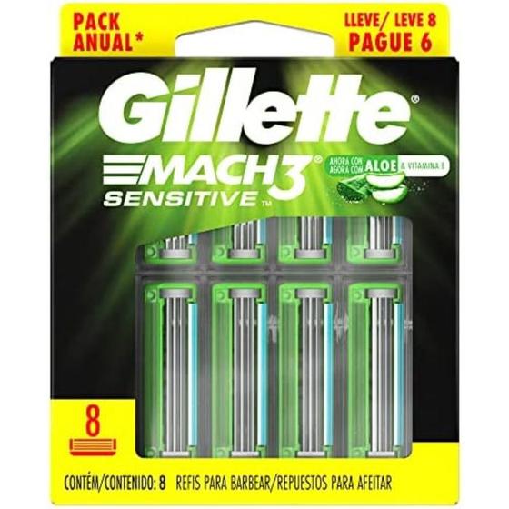 Imagem de Carga para Aparelho de Barbear Gillette Mach3 Sensitive - 8 Unidades