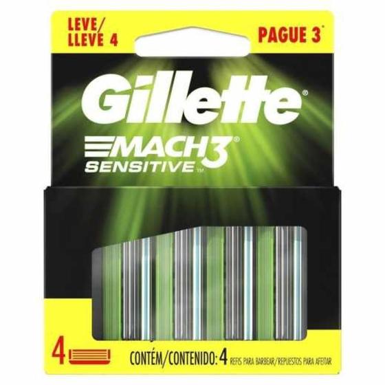 Imagem de Carga para aparelho de barbear Gillette Mach3 Sensitive Leve 4 Pague 3