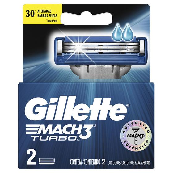 Imagem de Carga Para Aparelho De Barbear Gillette Mach3 Turbo 2 unidades