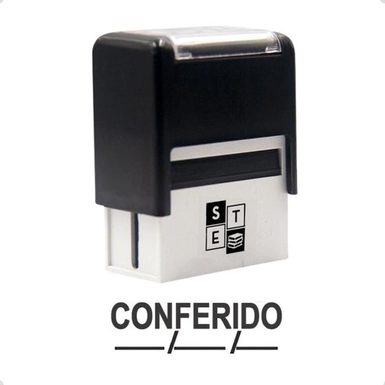 Imagem de Carimbo Automático CONFERIDO COM DATA preto