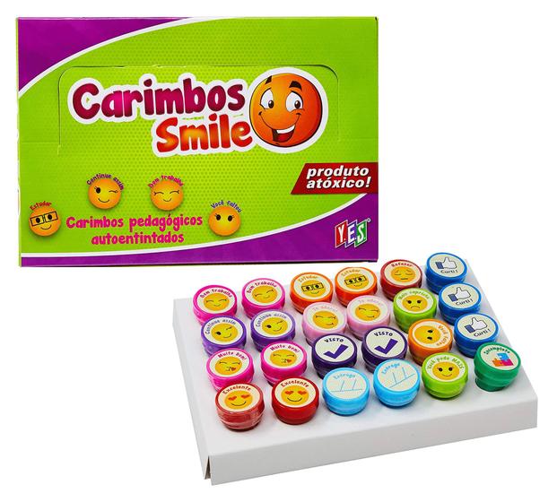 Imagem de Carimbo Infantil Auto Entintado Smile com 24 Peças Yes