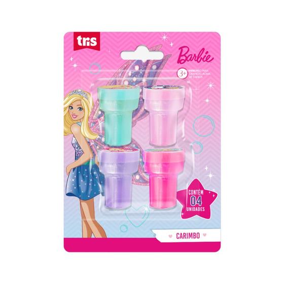 Imagem de Carimbo Infantil Autotintado Barbie Blister C/ 4 Un - Tris  Decorado  Personagem  Desenho  Colorido  Carimbeira