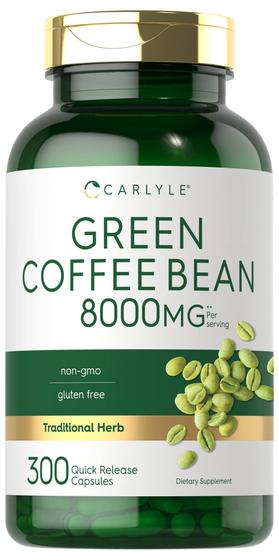 Imagem de Carlyle Green Coffee Bean Extrato  8000 mg  300 Cápsulas  Fórmula não-OGM e sem glúten  Suplemento de ervas tradicionais