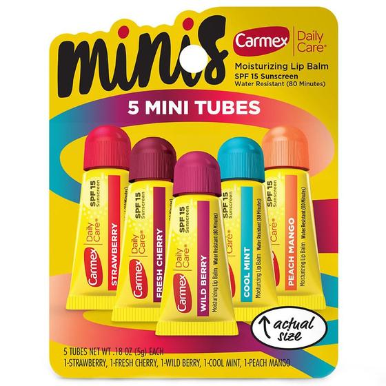 Imagem de Carmex Kit 5 Hidratantes Lip Balm Tubes Daily Care com SPF