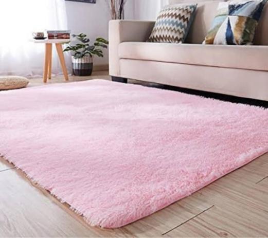 Imagem de Carpete Felpudo Rosa Bebe 200x240 Sala e Quarto Decoração