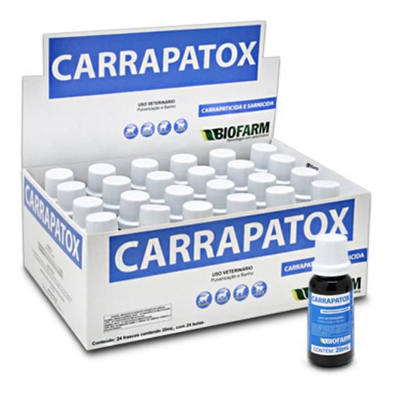 Imagem de Carrapatox Sarnicida 20ml Para Pulverização E Banho Biofarm Medicamento Anti Sarna e Carrapatos