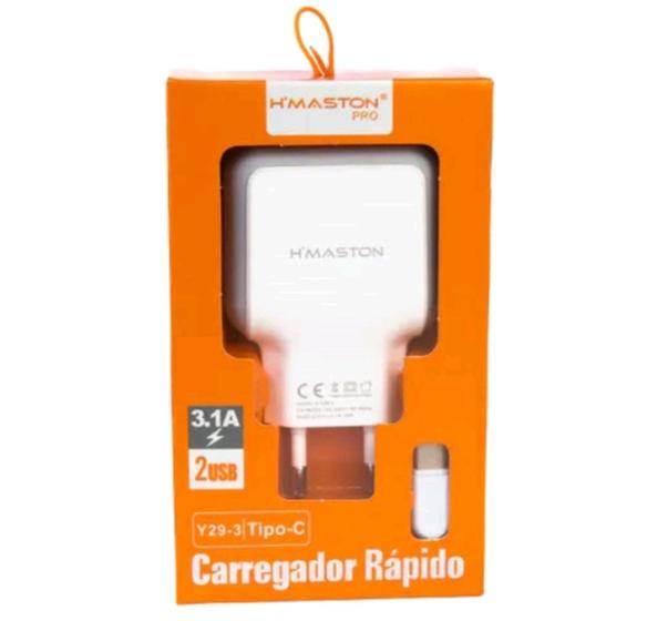 Imagem de Carregado celular tipo C com duas entradas USB 