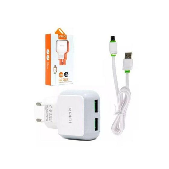 Imagem de Carregador 2 Usb V8 2.4A KD-604 Branco - Kaidi