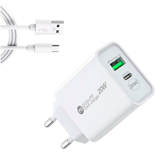 Carregador 20w Com Cabo Tipo C Para Xiaomi Note 9, 10 e 11 Menor preço em Carregador 20w Com Cabo Tipo C Para Xiaomi Note 9, 10 e 11