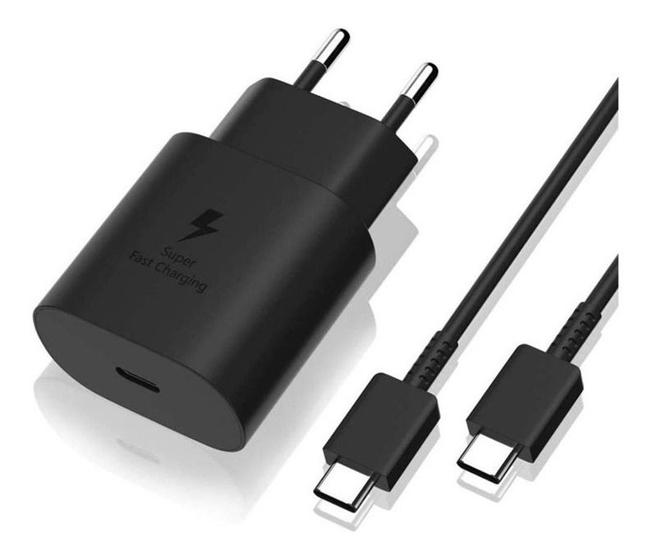 Carregador 25W Samsung C+C Preto Compatível A12 Original Menor preço em Carregador 25W Samsung C+C Preto Compatível A12 Original