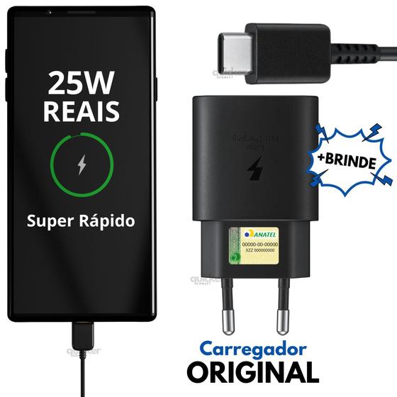 Carregador 25W Samsung M35 5G Original Turbo preto Menor preço em Carregador 25W Samsung M35 5G Original Turbo preto