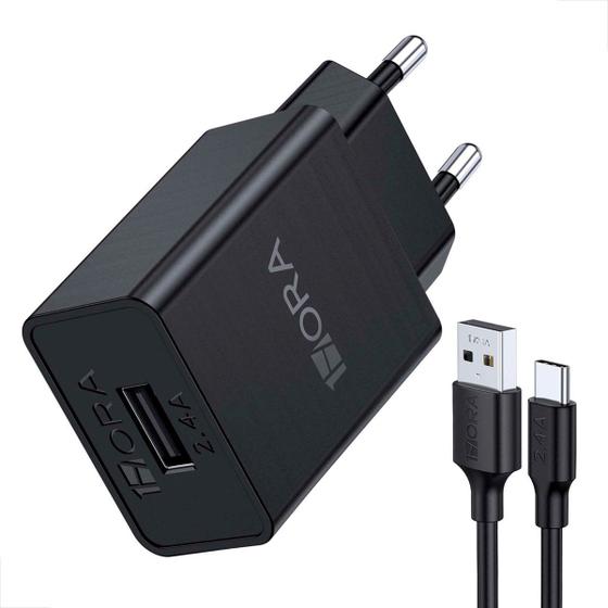 Imagem de Carregador 5v 2.4a 12w + cabo dados usb para tipo c 1m vq-t05