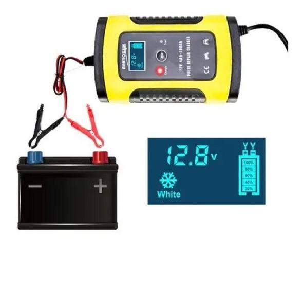 Carregador Automotivo de Bateria Carro Moto Jet Ski Portátil 12V 5A Bivolt Com Display Tela LCD - New
