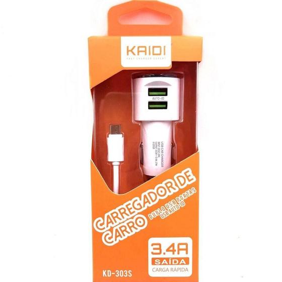 Imagem de Carregador Automotivo para Android Carga Rápida 3.4A Kaidi Kd-303S