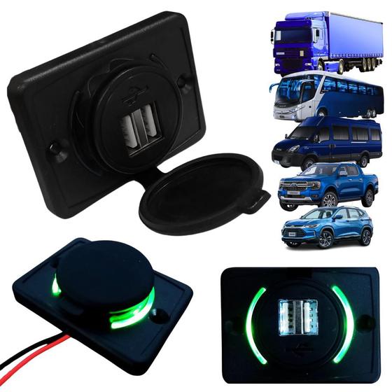 Imagem de Carregador Automotivo Tomada Turbo Usb duplo design LED compatível com todos veiculos universal