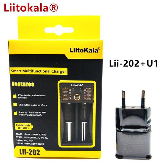 Imagem de Carregador Baterias Liitokala Lii-202 com Fonte 5v 2a