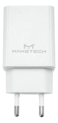 Imagem de Carregador Bivolt Branco Maketech Com Cabo Tipo C Anatel